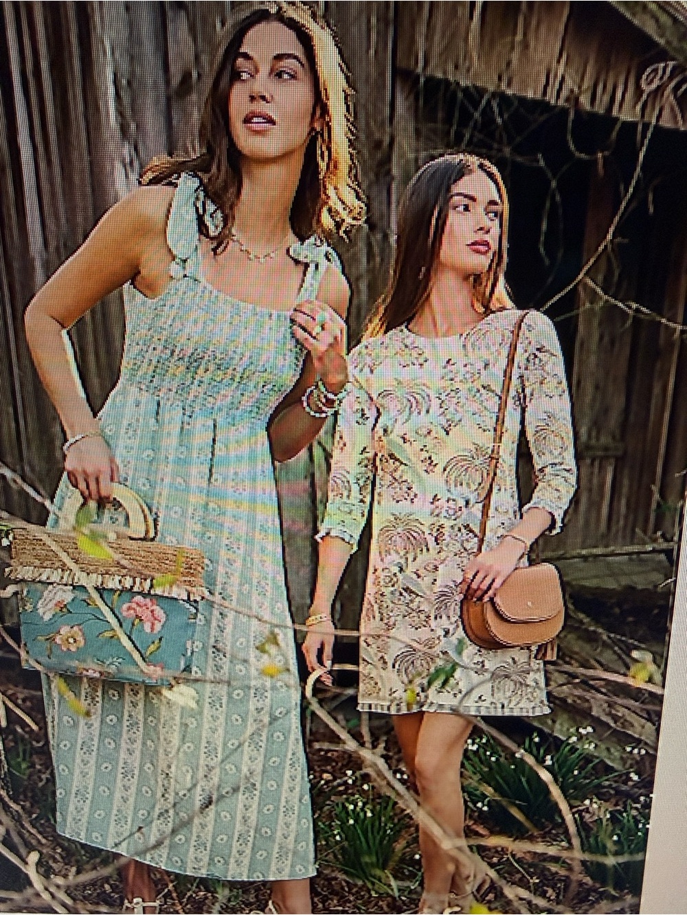 Spartina 449 Jane Bird Palm Dress      Cream and Blue Bird & Brown Floral Print